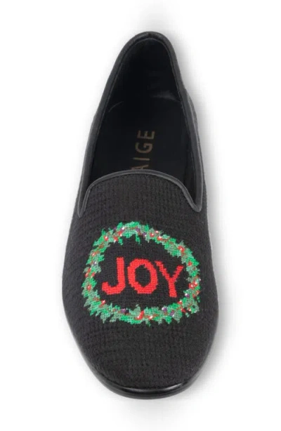 Bypaige Joy Wreath Needlepoint Loafer In Black