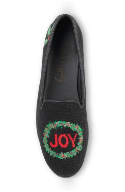 Bypaige Joy Wreath Needlepoint Loafer In Black