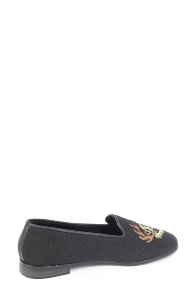 Bypaige Antler Crest Needlepoint Loafer In Black