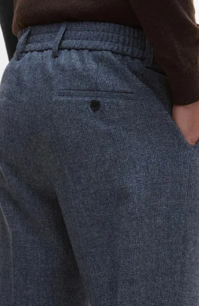 Barbour Kensington Pleated Glen Check Wool Blend Flannel Suit Pants In Blue