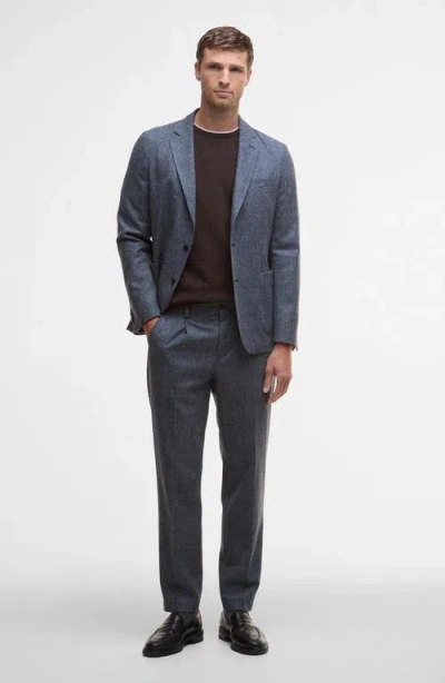 Barbour Kensington Pleated Glen Check Wool Blend Flannel Suit Pants In Blue