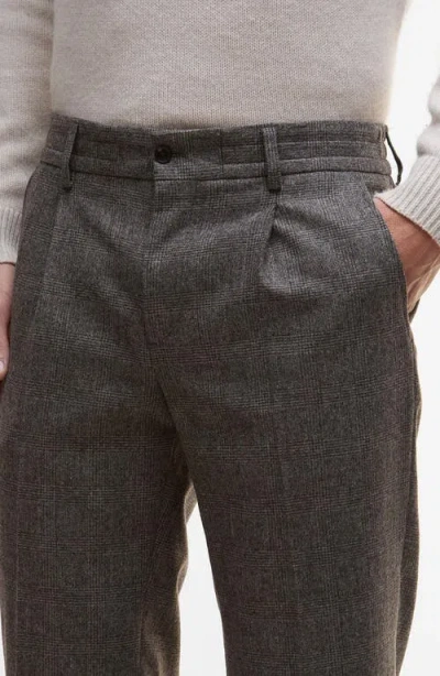 Barbour Kensington Pleated Glen Check Wool Blend Flannel Suit Pants In Brown