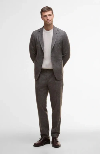 Barbour Kensington Pleated Glen Check Wool Blend Flannel Suit Pants In Brown