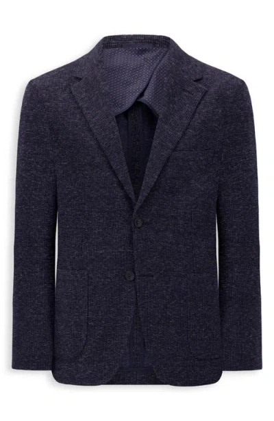 Victor Emmanuel Textured Comfort Knit Cotton Blend Sport Coat In Blue