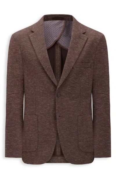 Victor Emmanuel Textured Comfort Knit Cotton Blend Sport Coat In Brown