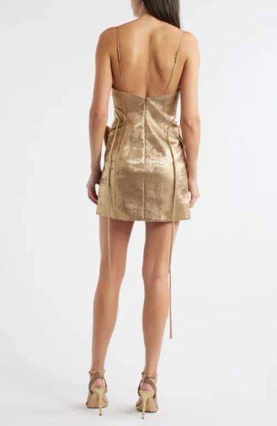 Acler Hillsome Bow-embellished Mini Dress In Gold