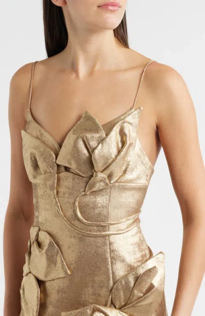 Acler Hillsome Bow-embellished Mini Dress In Gold