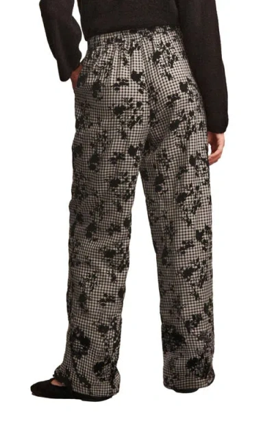Next Floral Flocked Gingham Drawstring Pants In Multi