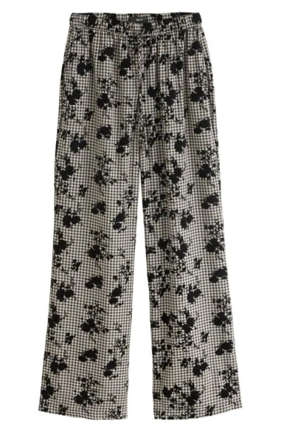 Next Floral Flocked Gingham Drawstring Pants In Multi