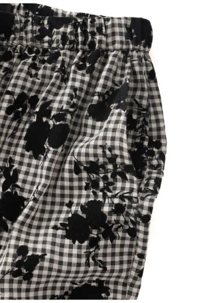 Next Floral Flocked Gingham Drawstring Pants In Multi