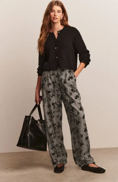 Next Floral Flocked Gingham Drawstring Pants In Multi