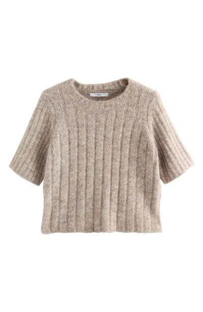 Next Short Sleeve Recycled Polyester Blend Sweater In Neutral