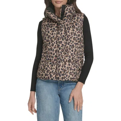 Levi's Women's Stand Collar Puffer Vest In Animal Print