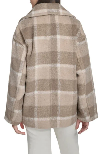 Levi's Plaid Short Peacoat With Removable Faux Shearling Collar In Neutral