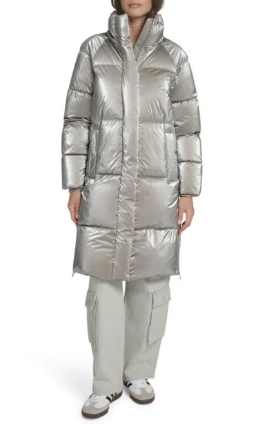 Levi's Women's Regular Long Puffer Jacket In Silver