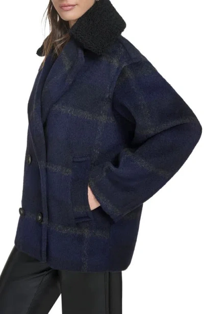 Levi's Women's Plaid Peacoat In Blue