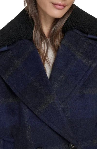 Levi's Women's Plaid Peacoat In Blue