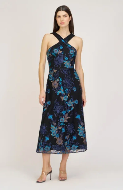 Js Collections Maggie Embroidered Sleeveless Gown In Multi