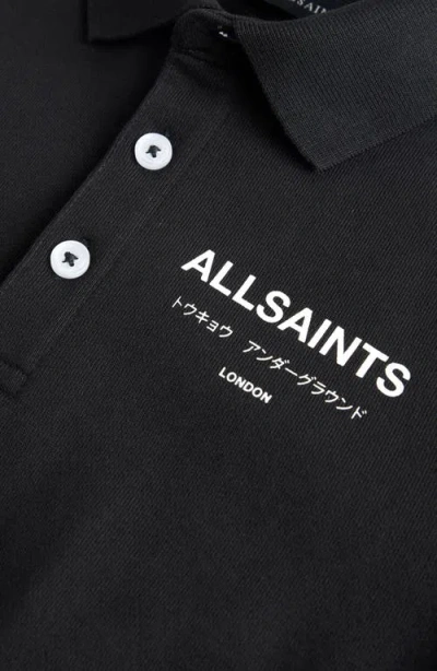 Smallsaints By Allsaints Kids' Underground Logo Graphic Polo Sweatshirt In Black