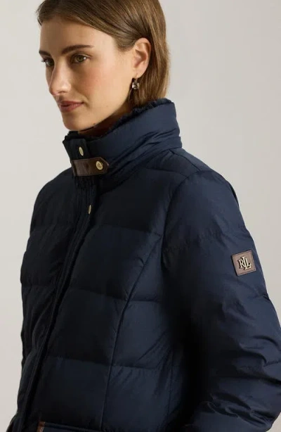 Ralph Lauren Fur Hooded Coat In Blue