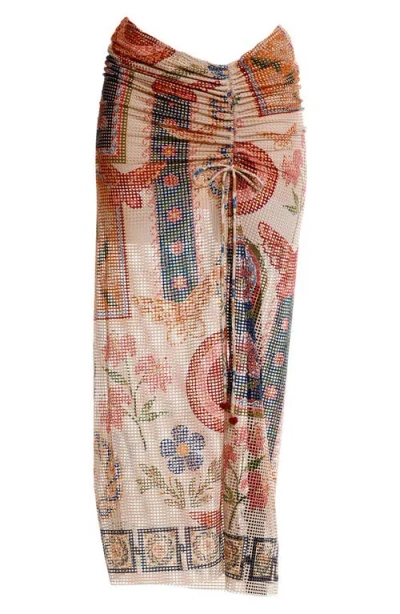 Agua Bendita Tock Fiore Maxi Skirt Swim Cover-up In Brown