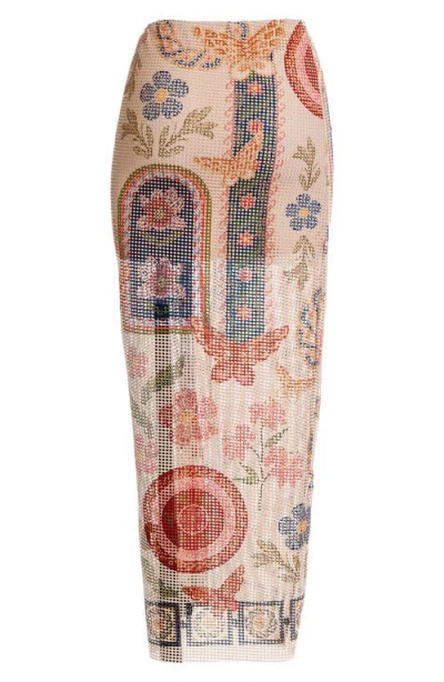 Agua Bendita Tock Fiore Maxi Skirt Swim Cover-up In Brown