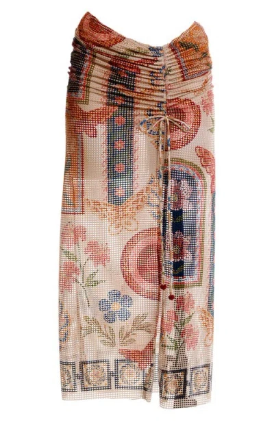 Agua Bendita Tock Fiore Maxi Skirt Swim Cover-up In Brown