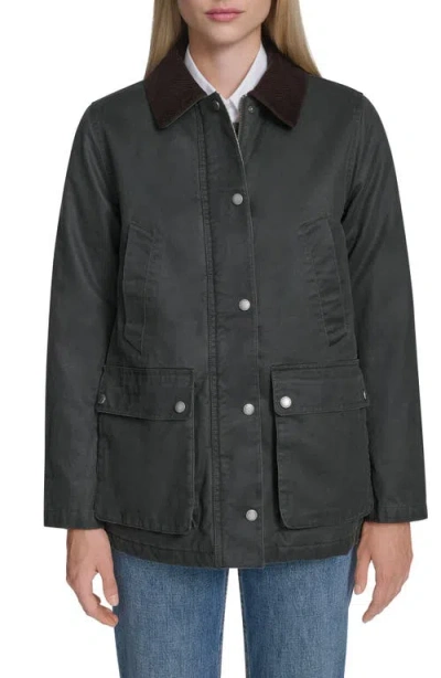 Cole Haan Waxed Cotton Hunter Jacket In Green