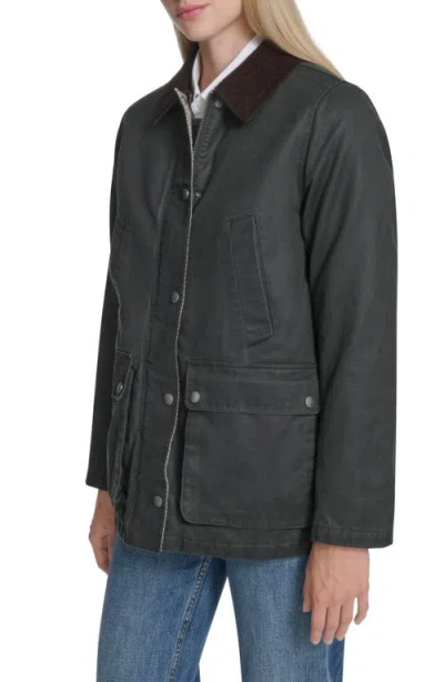 Cole Haan Waxed Cotton Hunter Jacket In Green