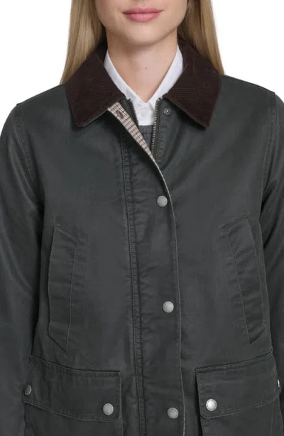Cole Haan Waxed Cotton Hunter Jacket In Green