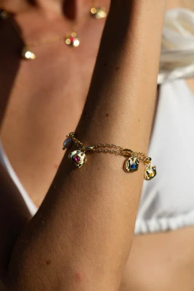 Classicharms Iris Colored Cubic Zirconia And Freshwater Pearl Charms Bracelet In Brown