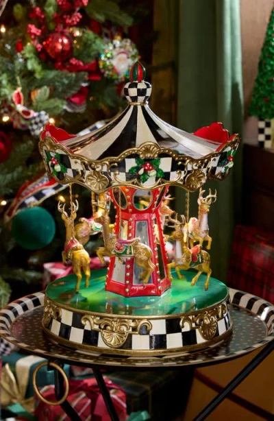Mackenzie-childs Mackenzie Childs Merry Christmas Rotating Carousel In Multi