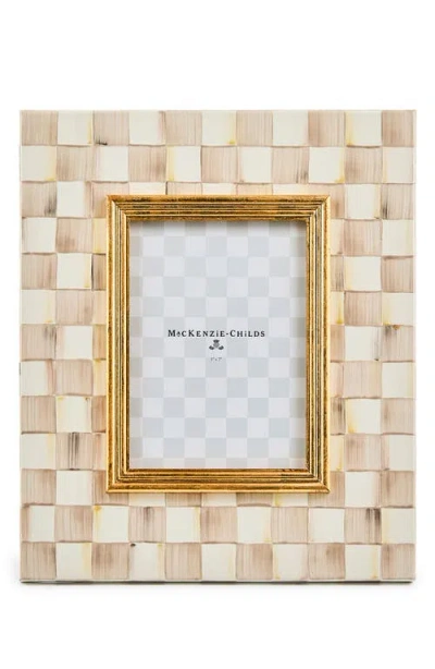 Mackenzie-childs Mackenzie Childs Mocha Check Enameled Steel 5 X 7-inch Picture Frame In Neutral