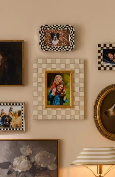 Mackenzie-childs Mackenzie Childs Mocha Check Enameled Steel 5 X 7-inch Picture Frame In Neutral
