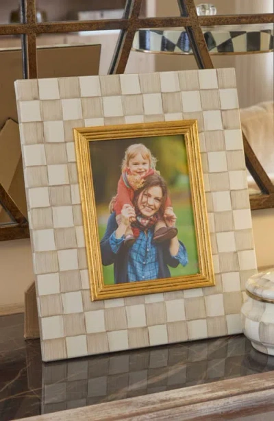 Mackenzie-childs Mackenzie Childs Mocha Check Enameled Steel 5 X 7-inch Picture Frame In Neutral