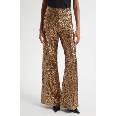 Alice And Olivia Athena Sequinned Palazzo Pants In Brown