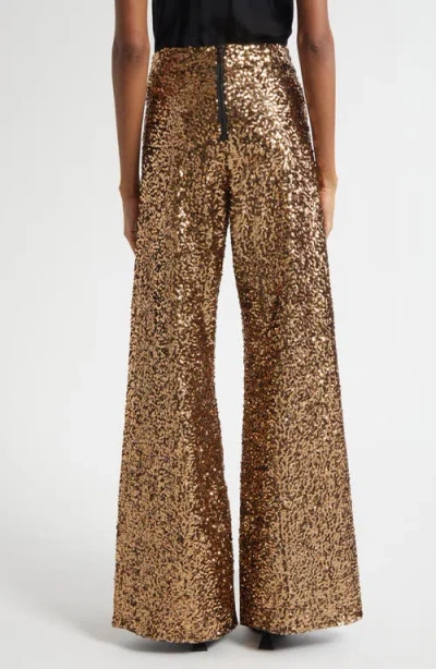 Alice And Olivia Athena Sequinned Palazzo Pants In Brown