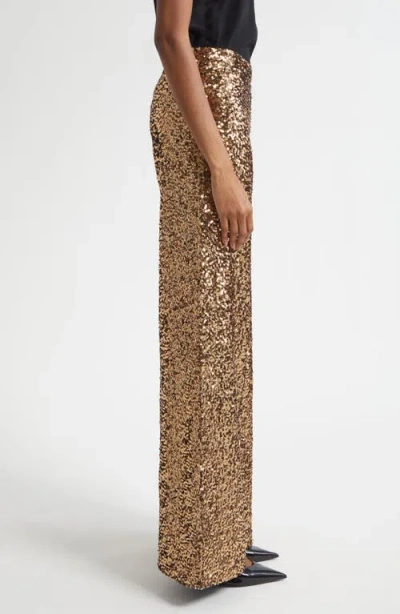 Alice And Olivia Athena Sequinned Palazzo Pants In Brown