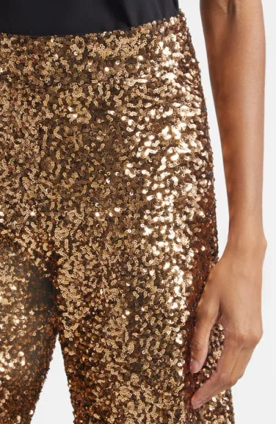 Alice And Olivia Athena Sequinned Palazzo Pants In Brown