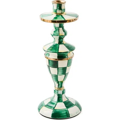 Mackenzie-childs Mackenzie Childs Emerald Check Medium Candlestick Holder In Green
