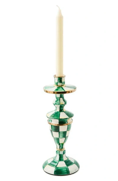 Mackenzie-childs Mackenzie Childs Emerald Check Medium Candlestick Holder In Green