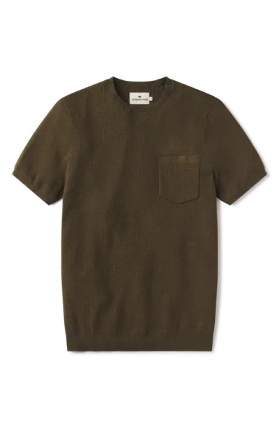 The Normal Brand Waffle Stitch Short Sleeve Sweater In Brown