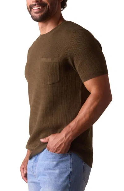 The Normal Brand Waffle Stitch Short Sleeve Sweater In Brown