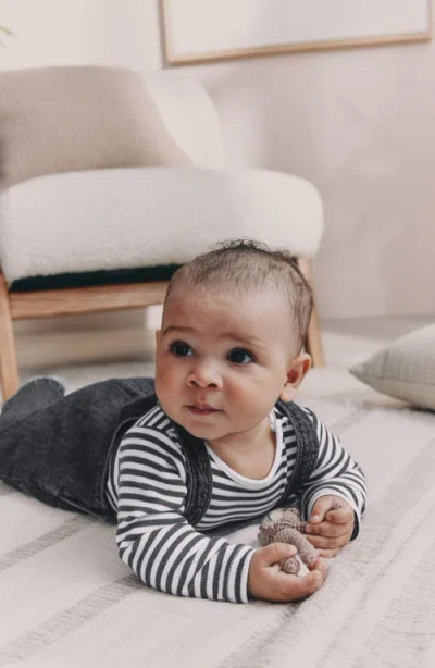 Next Stripe Long Sleeve T-shirt & Denim Overalls Set In Black