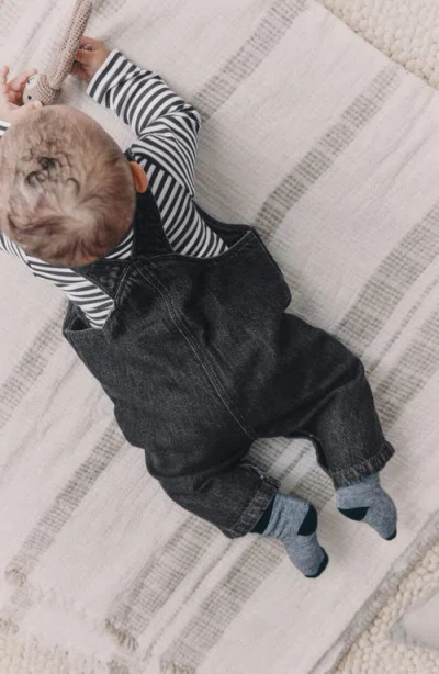 Next Stripe Long Sleeve T-shirt & Denim Overalls Set In Black