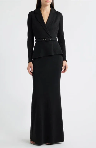 Chiara Boni La Petite Robe Thadira Belted Long Sleeve Dress In Black