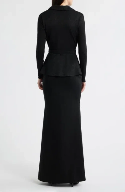 Chiara Boni La Petite Robe Thadira Belted Long Sleeve Dress In Black