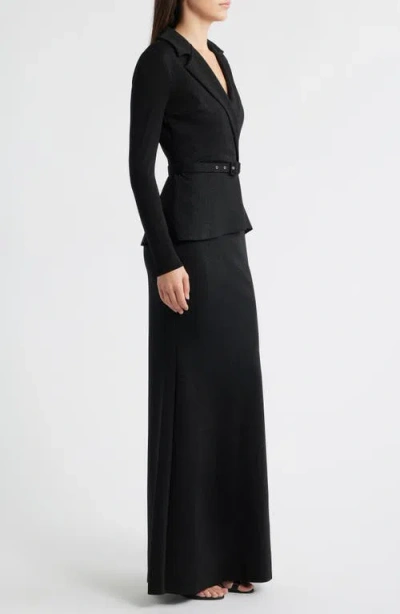 Chiara Boni La Petite Robe Thadira Belted Long Sleeve Dress In Black