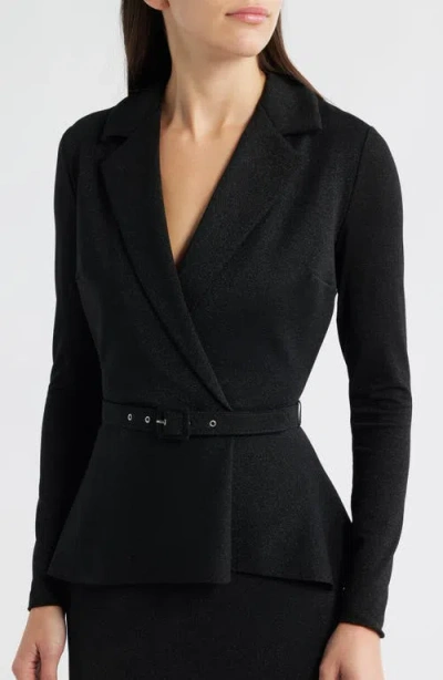 Chiara Boni La Petite Robe Thadira Belted Long Sleeve Dress In Black