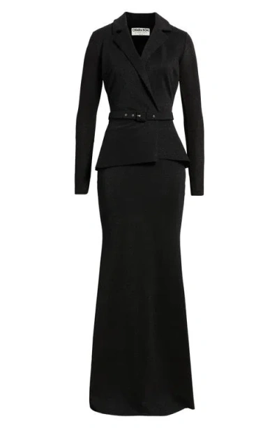 Chiara Boni La Petite Robe Thadira Belted Long Sleeve Dress In Black